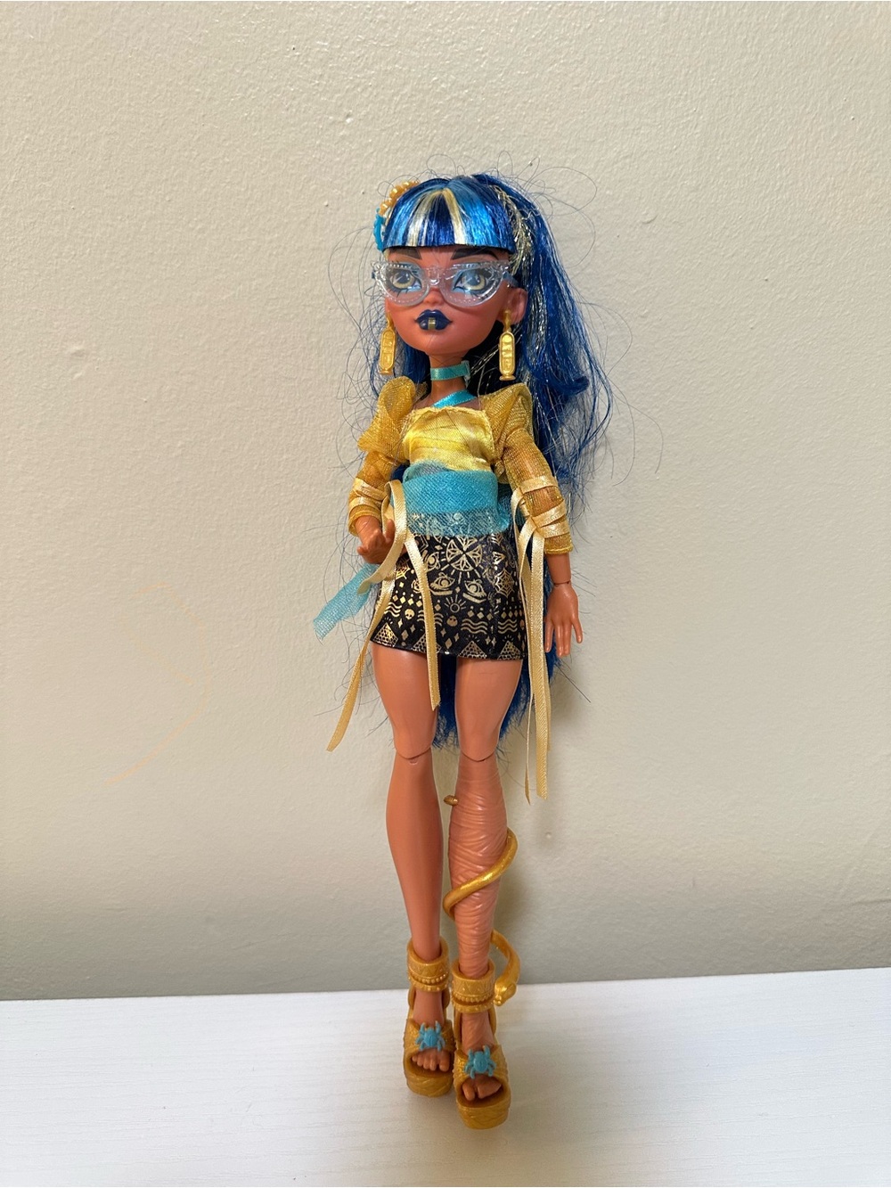 monster high Metallic Gold Top with Blue Accents Doll Outfit